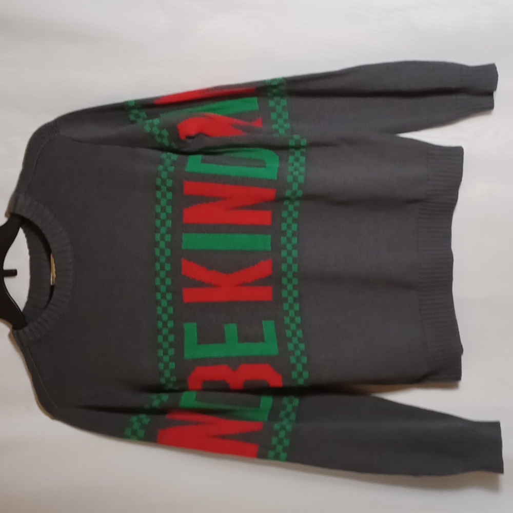 IML Women BE KIND Holiday Graphics Pullover Gray Sweater. XS